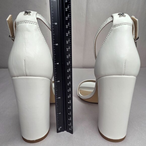 NWT Sam Edelman Women's Yaro White Leather Sandals Heels - Picture 3 of 8